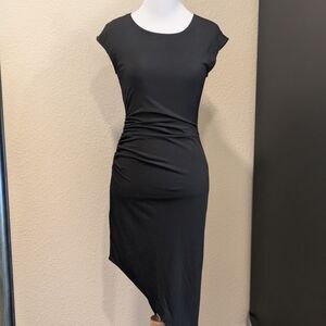 BCBGGeneration Black Asymmetrical Ruched Dress – XXS (NWT)